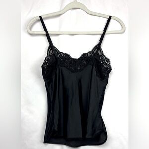 Wonder Maid Woman's Medium Vintage Camisole‎ Fine Lingerie Black Lace Trim Cami